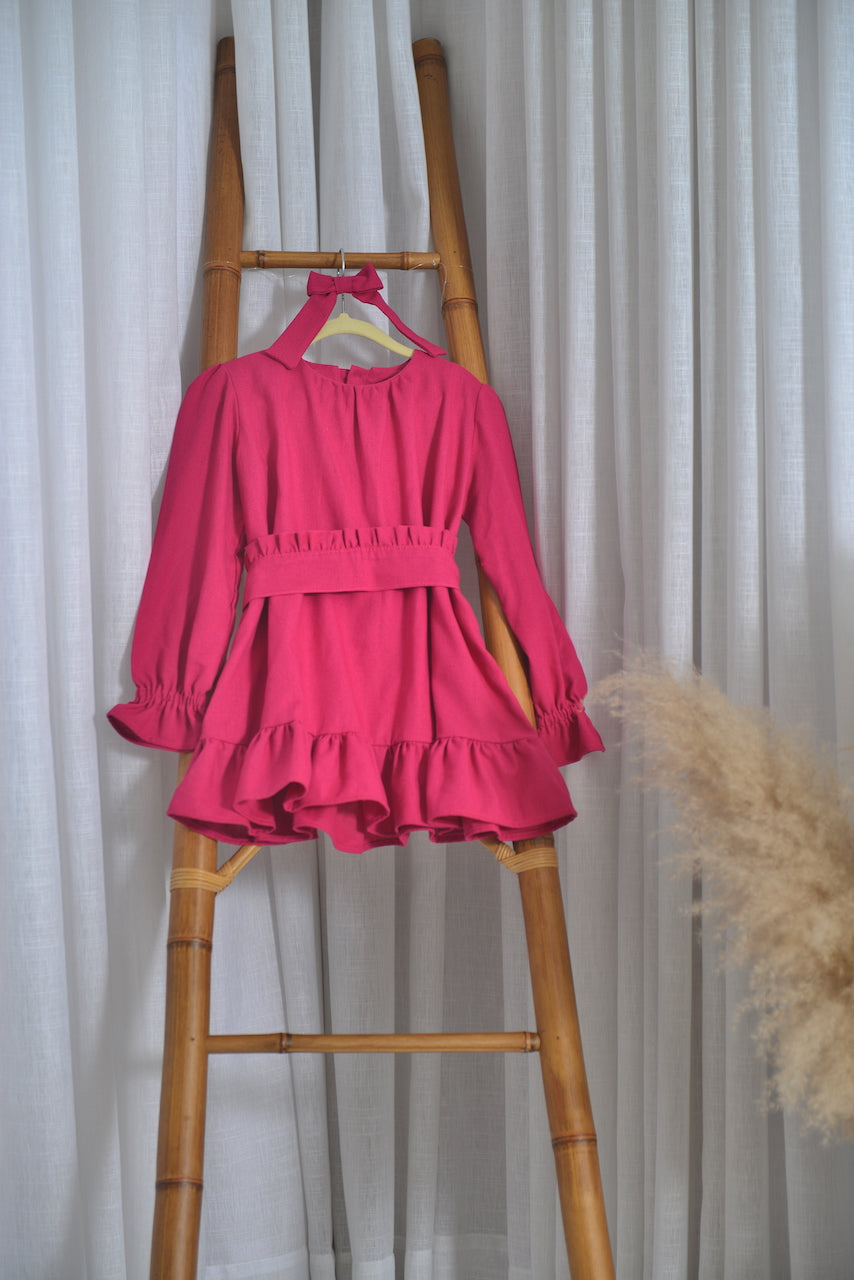 Vestido em linho rosa orquídea