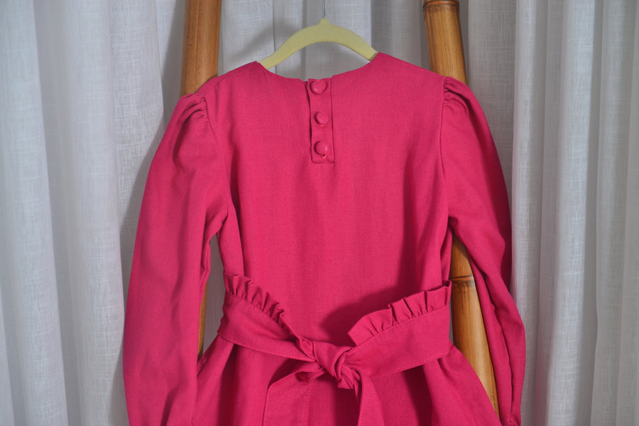 Vestido em linho rosa orquídea