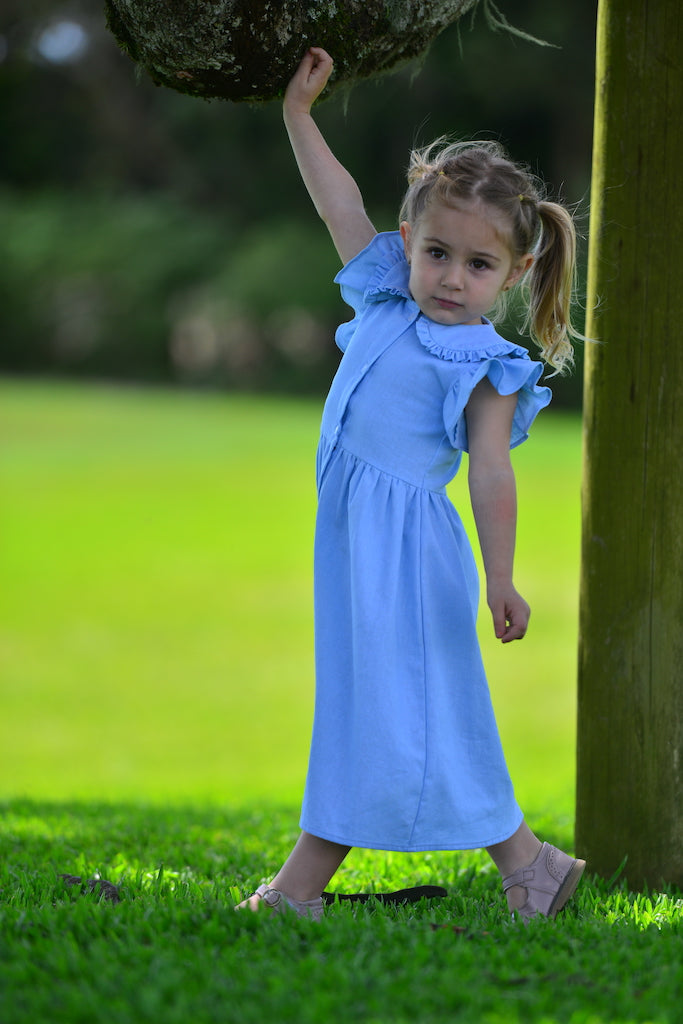Vestido em Linho Celeste